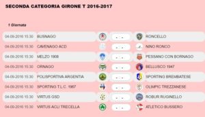 1 giornata Seconda categoria